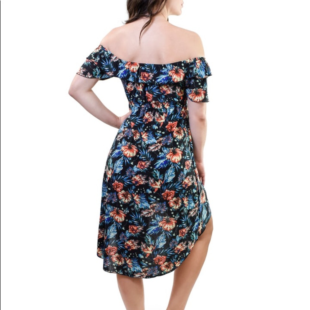 YOUNG USA OFF DHOULDER , HIGH-LOW, SURREALIST BLUE DRESS - Picture 2 of 8